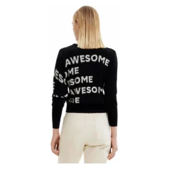 Desigual Rundhalset strikkejakke i svart - Elegant og behagelig damegenser