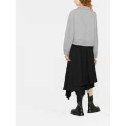 Sacai Rundhalset strikkejakke i grå - Elegant og komfortabel