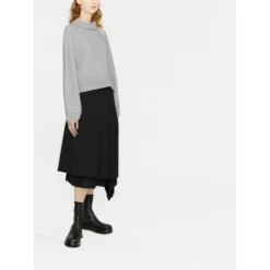 Sacai Rundhalset strikkejakke i grå - Elegant og komfortabel -Dame-strikkegensere Salg unnamed file 4567