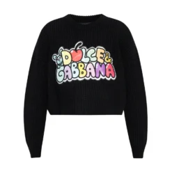 Dolce & Gabbana Svart Rundhalset Genser - Elegant Strikkegenser for Damer -Dame-strikkegensere Salg unnamed file 4576