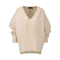 Elias Rumelis V-hals Strikkegenser i Beige - Elegant Dameoverdel