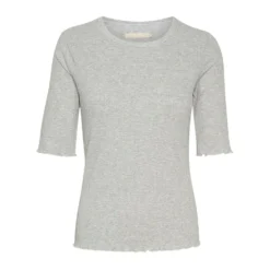 Karen by Simonsen Rundhalset strikkejakke i grått - Elegant og behagelig damegenser