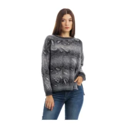 Manila Grace Rundhalset strikket genser i grå - Elegant og behagelig damegenser -Dame-strikkegensere Salg unnamed file 4680