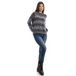 Manila Grace Rundhalset strikket genser i grå - Elegant og behagelig damegenser -Dame-strikkegensere Salg unnamed file 4681