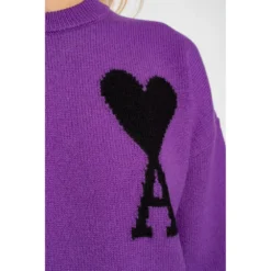 Ami Paris Logo Purple Sweater - Elegant Strikkejakke for Women -Dame-strikkegensere Salg unnamed file 4694