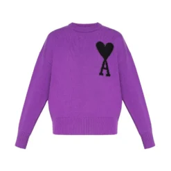 Ami Paris Logo Purple Sweater - Elegant Strikkejakke for Women -Dame-strikkegensere Salg unnamed file 4695