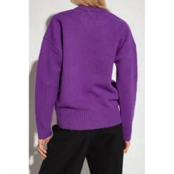 Ami Paris Logo Purple Sweater - Elegant Strikkejakke for Women -Dame-strikkegensere Salg unnamed file 4696