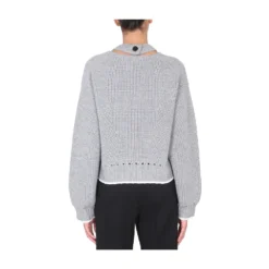 Proenza Schouler Rundhalset strikkejakke i grått - Elegant og tidløs kvalitet -Dame-strikkegensere Salg unnamed file 471