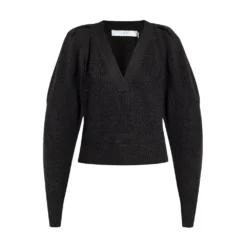IRO Dina Sweater With Puff Sleeves Black - Elegant Strikkejakke for Damer