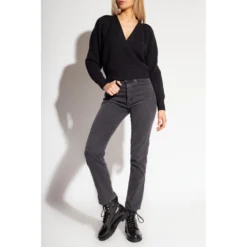 IRO Dina Sweater With Puff Sleeves Black - Elegant Strikkejakke for Damer -Dame-strikkegensere Salg unnamed file 475