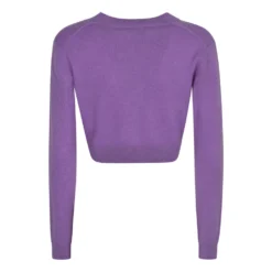 Patou Rundhalset strikkejakke i lilla - Elegant og behagelig dameoverdel -Dame-strikkegensere Salg unnamed file 4758