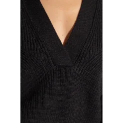 IRO Dina Sweater With Puff Sleeves Black - Elegant Strikkejakke for Damer -Dame-strikkegensere Salg unnamed file 476