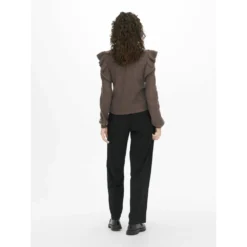 JACQUELINE de YONG Brun Rundhalset Genser - Elegant Strikkejakke for Damer