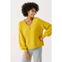 Part Two TaleenPW Sweater Yellow - Dame/Overdeler/Strikkejakker & Gensere -Dame-strikkegensere Salg unnamed file 4809