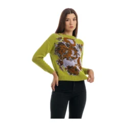 Manila Grace Rundhalset strikket genser i grønn | Elegant og behagelig damegenser -Dame-strikkegensere Salg unnamed file 4879