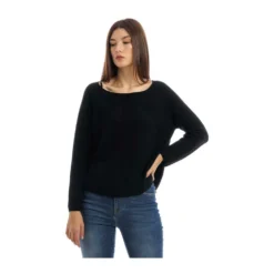 Manila Grace Rundhalset Strikkgenser i Svart - Elegant og Komfortabel Damegenser -Dame-strikkegensere Salg unnamed file 4912