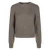 Untold Stories Puff Sweater Brown - Strikkejakke for Dame