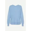 Samsøe Samsøe Dida V-Neck Sweater Blue - Elegant Strikkegenser for Dame