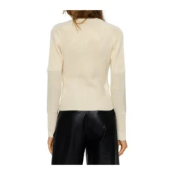 Victoria Beckham Logo Beige Sweater - Elegant Dame Strikkegenser -Dame-strikkegensere Salg unnamed file 4996