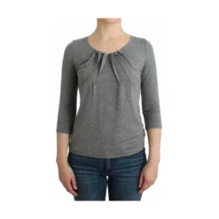 Roberto Cavalli Grå 3/4 Ermet Genser - Elegant Strikket Topp for Kvinner