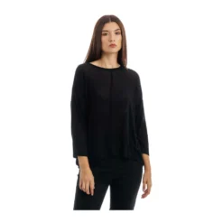 Manila Grace Rundhalset Strikkegenser i Svart - Elegant og Komfortabel -Dame-strikkegensere Salg unnamed file 5026