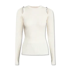 Proenza Schouler Ribbet Topp i Hvit - Elegant og Tidløs Strikket Topp