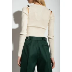 Proenza Schouler Ribbet Topp i Hvit - Elegant og Tidløs Strikket Topp -Dame-strikkegensere Salg unnamed file 5034