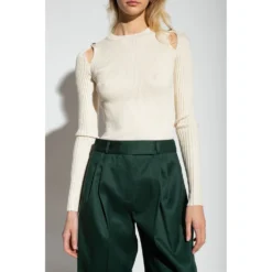 Proenza Schouler Ribbet Topp i Hvit - Elegant og Tidløs Strikket Topp -Dame-strikkegensere Salg unnamed file 5035