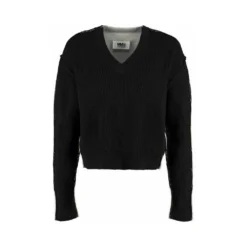 MM6 Maison Margiela Knitwear Black - Elegant Dame Overdeler i Strikk