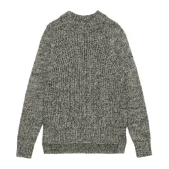 Patrizia Pepe Grå Rundhalset Genser - Elegant Strikkejakke for Damer