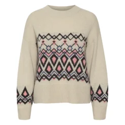 Part Two Rundhalset strikket genser i beige - Elegant og behagelig damegenser -Dame-strikkegensere Salg unnamed file 5139