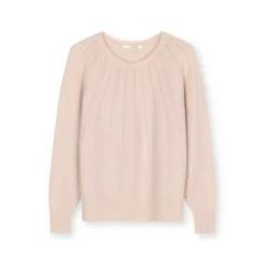 Sibin/Linnebjerg Rundhalset Strikkegenser i Rosa - Myk og Stilfull Damegenser