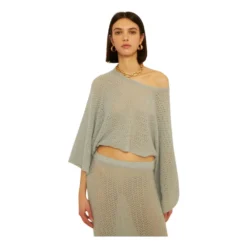 Antik Batik Blå Strikkejakke - Elegant Overdel for Damer