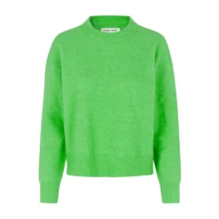 Samsøe Samsøe Dame Rundhalset Genser i Grønn - Myk og Stilfull Strikkegenser