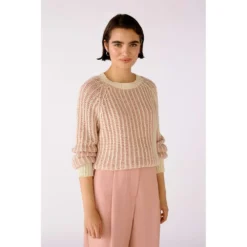 Oui Knitted Pink - Elegant Dame Overdeler i Strikk