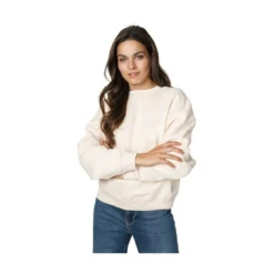 Closed Rundhalset Strikkegenser i Beige - Elegant og Komfortabel Dameoverdel