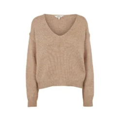 Basic Apparel Rugby Tan Kerala V. Sweater Beige - Dame Strikkejakke