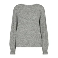 MOS MOSH Sweater Grå - Strikkejakke for Dame | Høy kvalitet og komfort