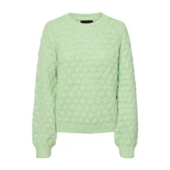 Pieces Rundhalset strikkejakke i grønn - Elegant og behagelig damegenser