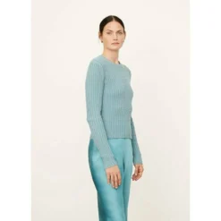 Vince Textured Rib Crew Genser i Blå - Strikkejakker & Gensere for Dame -Dame-strikkegensere Salg unnamed file 5587