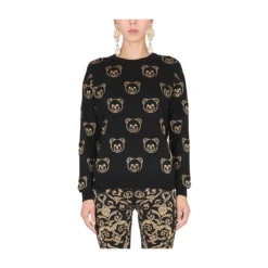 Moschino Svart Rundhalset Genser - Elegant Strikkejakke for Damer