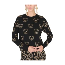 Moschino Svart Rundhalset Genser - Elegant Strikkejakke for Damer -Dame-strikkegensere Salg unnamed file 567