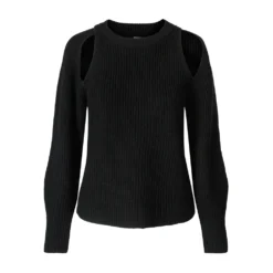 One & Other Sweater Black - Elegant Dameoverdeler i Strikk