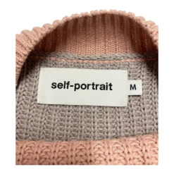 Self Portrait Two Tone Knit Sweater Pink - Elegant Dame Overdeler Strikkejakke -Dame-strikkegensere Salg unnamed file 597