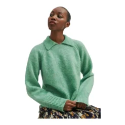 Second Female Knit Collar Sweater Green - Elegant Dame Overdeler