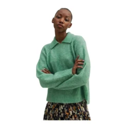 Second Female Knit Collar Sweater Green - Elegant Dame Overdeler -Dame-strikkegensere Salg unnamed file 639