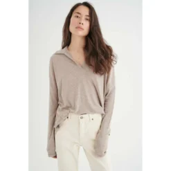 InWear Diddeiw Polo Blouse Dame Beige - Elegant strikkejakke for kvinner -Dame-strikkegensere Salg unnamed file 667