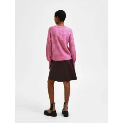 Rosa Selected Femme Slfmoa Strikket Genser i Lyserød - Elegant O-Neck Design -Dame-strikkegensere Salg unnamed file 696
