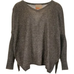 Absolut Cashmere V-Hals Poncho i Brun - Elegant Overdel for Damer