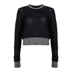 PINKO Rund hals strikkejakke i svart - Elegant og behagelig dameoverdel